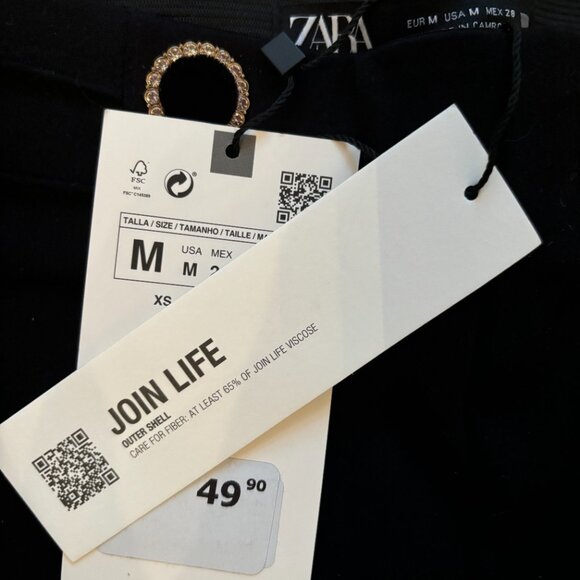 BRAND NEW ZARA Black Trousers with Embellished Buttons - Picture 3 of 4